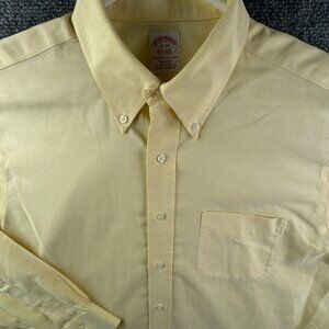 Brooks Brothers Long Sleeve Button Up Shirt Men Supima Yellow 16 34 Regular
